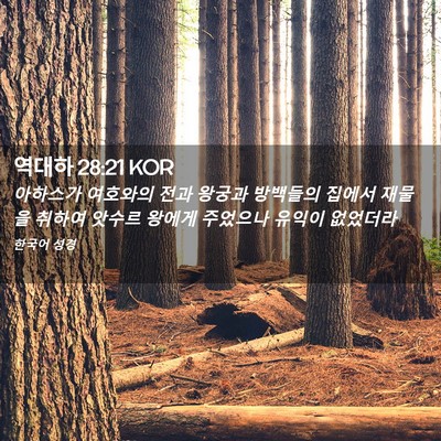 Picture 02 - 역대하 28:21 KOR - 아하스가 여호와의 전과 왕궁과 - Bible Verse Picture