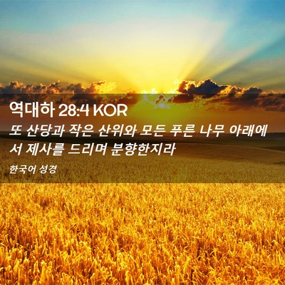 Picture 02 - 역대하 28:4 KOR - 또 산당과 작은 산위와 모든 푸른 - Bible Verse Picture
