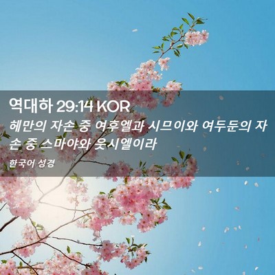 Picture 02 - 역대하 29:14 KOR - 헤만의 자손 중 여후엘과 시므이와 - Bible Verse Picture