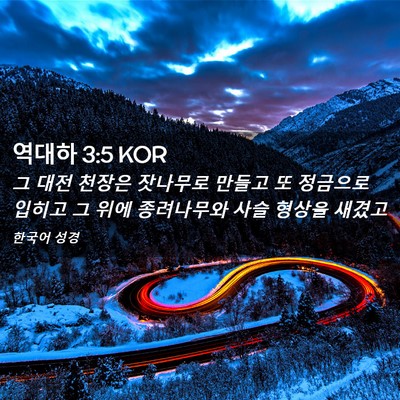 Picture 02 - 역대하 3:5 KOR - 그 대전 천장은 잣나무로 만들고 또 - Bible Verse Picture