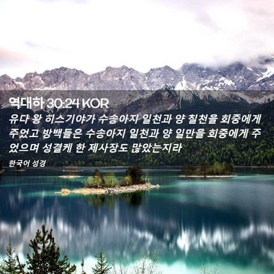 Picture 02 - 역대하 30:24 KOR - 유다 왕 히스기야가 수송아지 일천과 - Bible Verse Picture