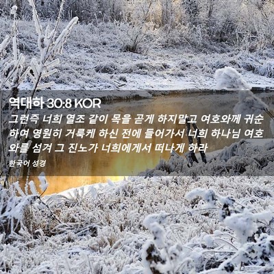 Picture 02 - 역대하 30:8 KOR - 그런즉 너희 열조 같이 목을 곧게 - Bible Verse Picture