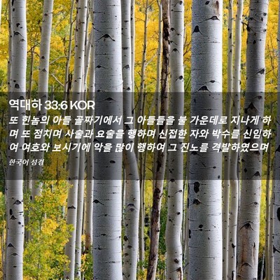 Picture 02 - 역대하 33:6 KOR - 또 힌놈의 아들 골짜기에서 그 - Bible Verse Picture