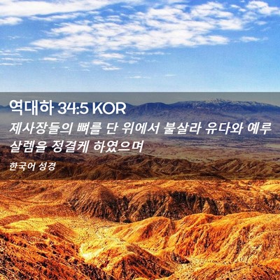 Picture 02 - 역대하 34:5 KOR - 제사장들의 뼈를 단 위에서 불살라 - Bible Verse Picture