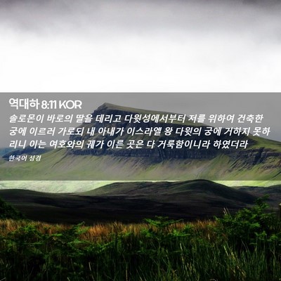 Picture 02 - 역대하 8:11 KOR - 솔로몬이 바로의 딸을 데리고 - Bible Verse Picture