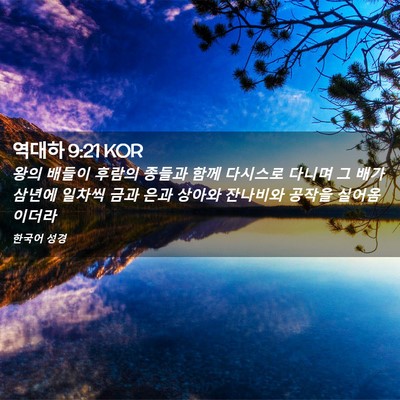 Picture 02 - 역대하 9:21 KOR - 왕의 배들이 후람의 종들과 함께 - Bible Verse Picture