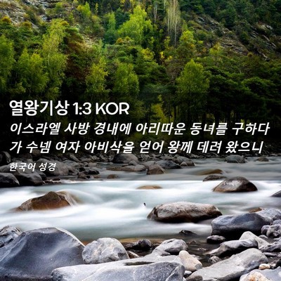 Picture 02 - 열왕기상 1:3 KOR - 이스라엘 사방 경내에 아리따운 - Bible Verse Picture