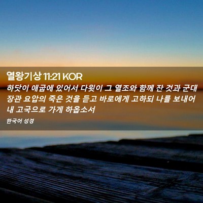 Picture 02 - 열왕기상 11:21 KOR - 하닷이 애굽에 있어서 다윗이 그 - Bible Verse Picture