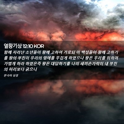 Picture 02 - 열왕기상 12:10 KOR - 함께 자라난 소년들이 왕께 고하여 - Bible Verse Picture