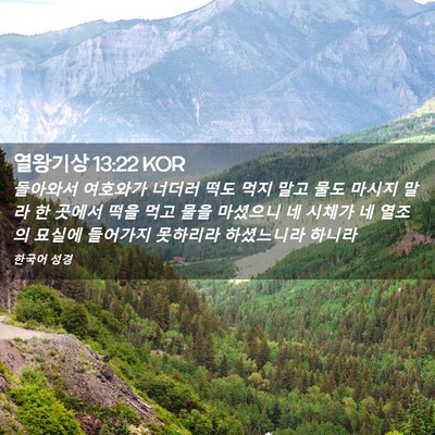 Picture 02 - 열왕기상 13:22 KOR - 돌아와서 여호와가 너더러 떡도 먹지 - Bible Verse Picture