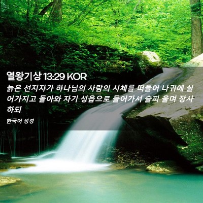 Picture 02 - 열왕기상 13:29 KOR - 늙은 선지자가 하나님의 사람의 - Bible Verse Picture