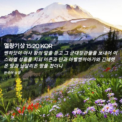 Picture 02 - 열왕기상 15:20 KOR - 벤하닷이 아사 왕의 말을 듣고 그 - Bible Verse Picture