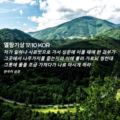 Picture 02 - 열왕기상 17:10 KOR - 저가 일어나 사르밧으로 가서 성문에 - Bible Verse Picture
