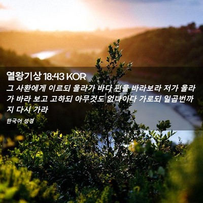 Picture 02 - 열왕기상 18:43 KOR - 그 사환에게 이르되 올라가 바다 - Bible Verse Picture