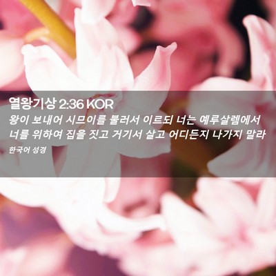Picture 02 - 열왕기상 2:36 KOR - 왕이 보내어 시므이를 불러서 이르되 - Bible Verse Picture