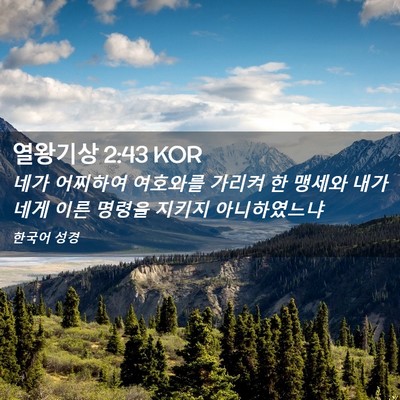 Picture 02 - 열왕기상 2:43 KOR - 네가 어찌하여 여호와를 가리켜 한 - Bible Verse Picture