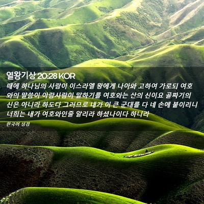Picture 02 - 열왕기상 20:28 KOR - 때에 하나님의 사람이 이스라엘 - Bible Verse Picture