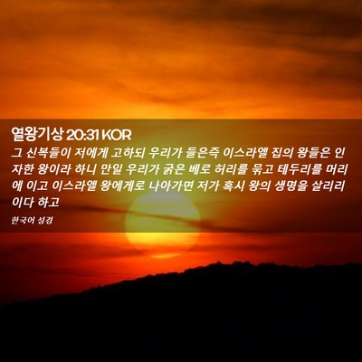 Picture 02 - 열왕기상 20:31 KOR - 그 신복들이 저에게 고하되 우리가 - Bible Verse Picture