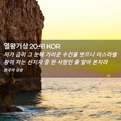 Picture 02 - 열왕기상 20:41 KOR - 저가 급히 그 눈에 가리운 수건을 - Bible Verse Picture