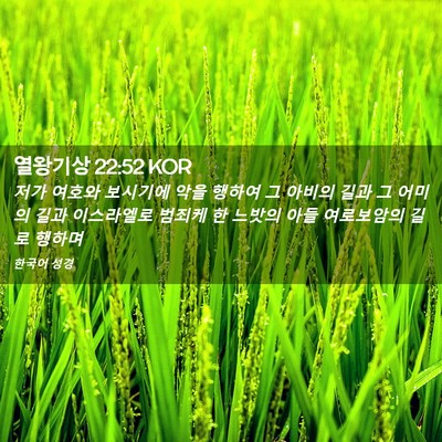 Picture 02 - 열왕기상 22:52 KOR - 저가 여호와 보시기에 악을 행하여 - Bible Verse Picture