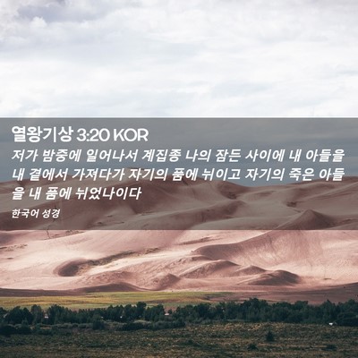 Picture 02 - 열왕기상 3:20 KOR - 저가 밤중에 일어나서 계집종 나의 - Bible Verse Picture