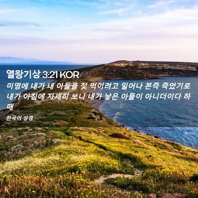 Picture 02 - 열왕기상 3:21 KOR - 미명에 내가 내 아들을 젖 먹이려고 - Bible Verse Picture