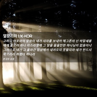 Picture 02 - 열왕기하 1:16 KOR - 고하되 여호와의 말씀이 네가 사자를 - Bible Verse Picture