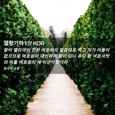 Picture 02 - 열왕기하 1:17 KOR - 왕이 엘리야의 전한 여호와의 - Bible Verse Picture