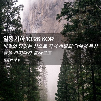 Picture 02 - 열왕기하 10:26 KOR - 바알의 당있는 성으로 가서 바알의 - Bible Verse Picture