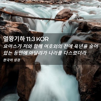 Picture 02 - 열왕기하 11:3 KOR - 요아스가 저와 함께 여호와의 전에 - Bible Verse Picture