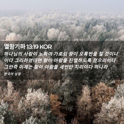 Picture 02 - 열왕기하 13:19 KOR - 하나님의 사람이 노하여 가로되 왕이 - Bible Verse Picture