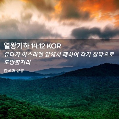 Picture 02 - 열왕기하 14:12 KOR - 유다가 이스라엘 앞에서 패하여 각기 - Bible Verse Picture