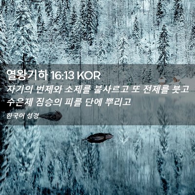 Picture 02 - 열왕기하 16:13 KOR - 자기의 번제와 소제를 불사르고 또 - Bible Verse Picture