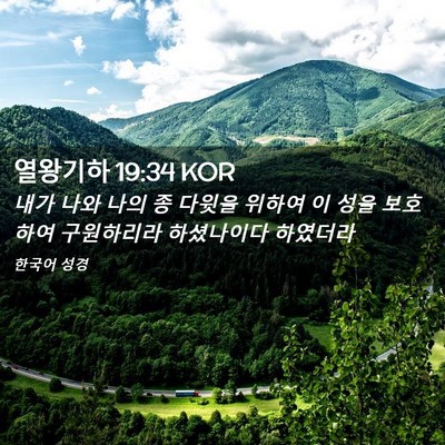 Picture 02 - 열왕기하 19:34 KOR - 내가 나와 나의 종 다윗을 위하여 이 - Bible Verse Picture