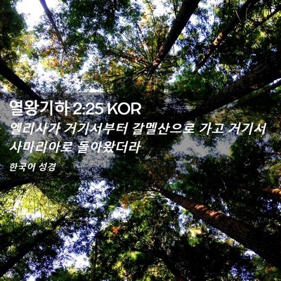 Picture 02 - 열왕기하 2:25 KOR - 엘리사가 거기서부터 갈멜산으로 - Bible Verse Picture