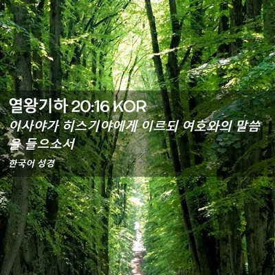 Picture 02 - 열왕기하 20:16 KOR - 이사야가 히스기야에게 이르되 - Bible Verse Picture