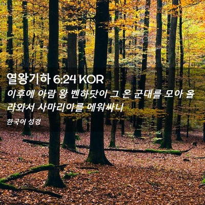 Picture 02 - 열왕기하 6:24 KOR - 이후에 아람 왕 벤하닷이 그 온 - Bible Verse Picture