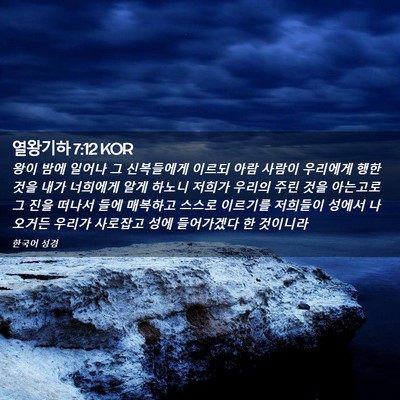 Picture 02 - 열왕기하 7:12 KOR - 왕이 밤에 일어나 그 신복들에게 - Bible Verse Picture