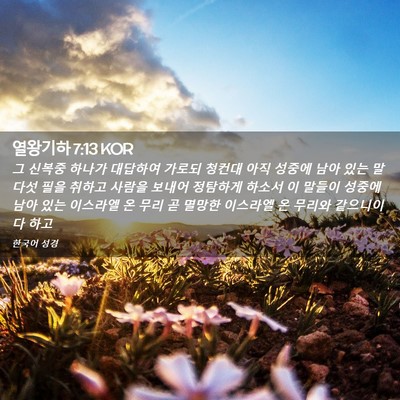 Picture 02 - 열왕기하 7:13 KOR - 그 신복중 하나가 대답하여 가로되 - Bible Verse Picture