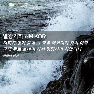 Picture 02 - 열왕기하 7:14 KOR - 저희가 병거 둘과 그 말을 취한지라 - Bible Verse Picture