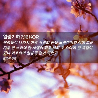Picture 02 - 열왕기하 7:16 KOR - 백성들이 나가서 아람 사람의 진을 - Bible Verse Picture