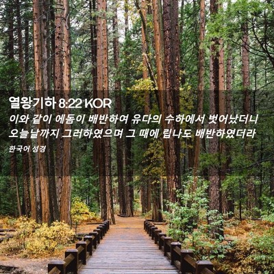Picture 02 - 열왕기하 8:22 KOR - 이와 같이 에돔이 배반하여 유다의 - Bible Verse Picture