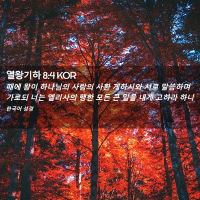 Picture 02 - 열왕기하 8:4 KOR - 때에 왕이 하나님의 사람의 사환 - Bible Verse Picture