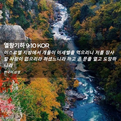 Picture 02 - 열왕기하 9:10 KOR - 이스르엘 지방에서 개들이 이세벨을 - Bible Verse Picture