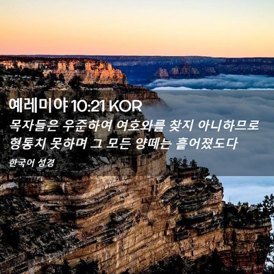 Picture 02 - 예레미야 10:21 KOR - 목자들은 우준하여 여호와를 찾지 - Bible Verse Picture
