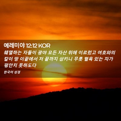 Picture 02 - 예레미야 12:12 KOR - 훼멸하는 자들이 광야 모든 자산 - Bible Verse Picture