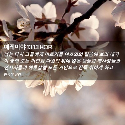 Picture 02 - 예레미야 13:13 KOR - 너는 다시 그들에게 이르기를 - Bible Verse Picture