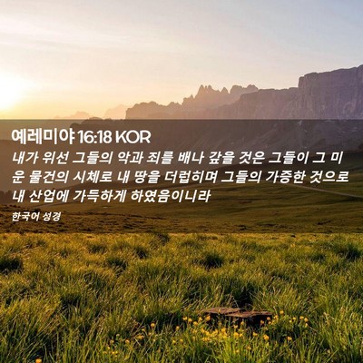 Picture 02 - 예레미야 16:18 KOR - 내가 위선 그들의 악과 죄를 배나 - Bible Verse Picture