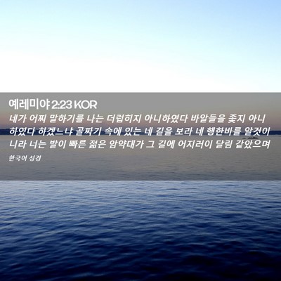 Picture 02 - 예레미야 2:23 KOR - 네가 어찌 말하기를 나는 더럽히지 - Bible Verse Picture