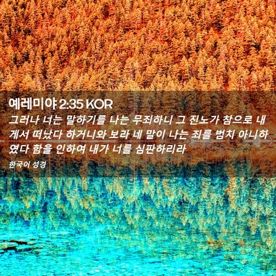 Picture 02 - 예레미야 2:35 KOR - 그러나 너는 말하기를 나는 무죄하니 - Bible Verse Picture